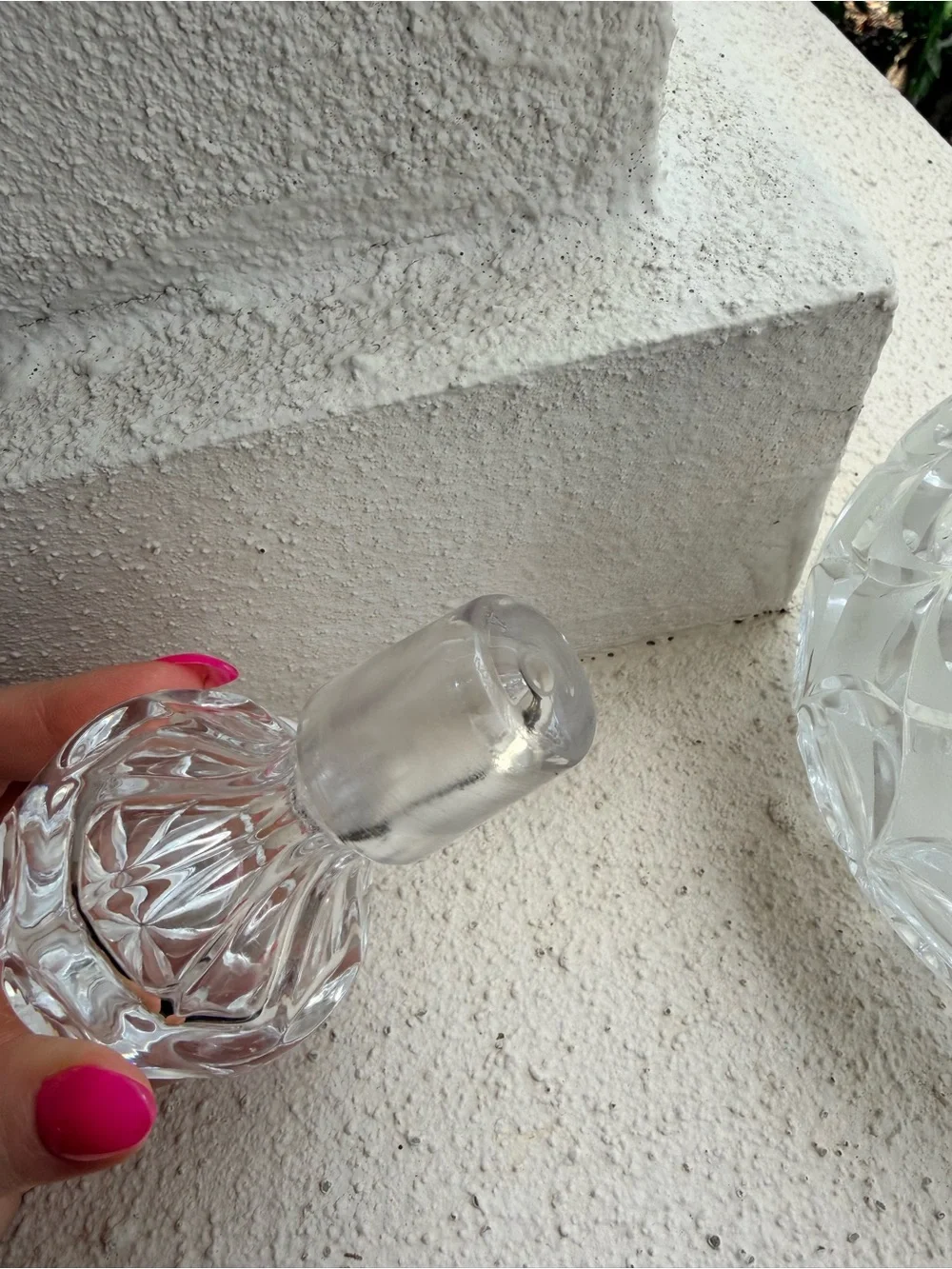 VTG Cut Crystal Decanter w Stopper Frosted Panels Barware Whiskey Wine Liquor
